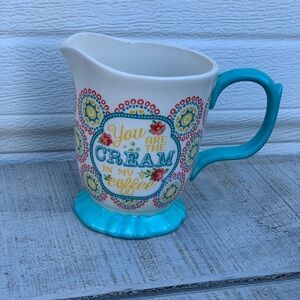 The Pioneer Woman Hyacinth Footed Creamer”You Are the Cream in My Coffee”pitcher